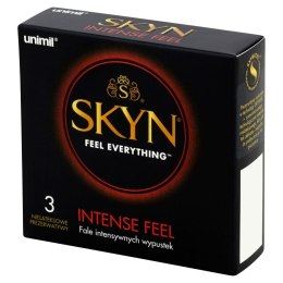 Prezerwatywy Unimil  Skyn Box 3 Intense Feel Z Wypustkami 53 mm
