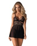 Obsessive 838-BAB-1 babydoll i stringi czarna L/XL