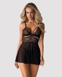 Obsessive 838-BAB-1 babydoll i stringi czarna L/XL