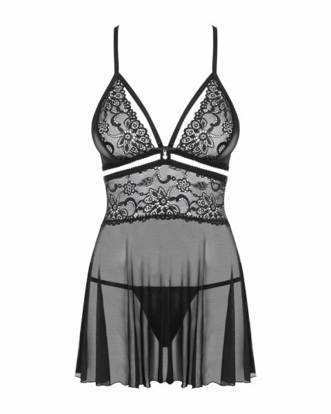 Obsessive 838-BAB-1 babydoll i stringi czarna L/XL
