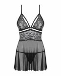 Obsessive 838-BAB-1 babydoll i stringi czarna S/M