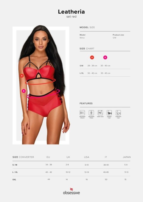 Obsessive - Leatheria komplet 2-częściowy czerwony S/M
