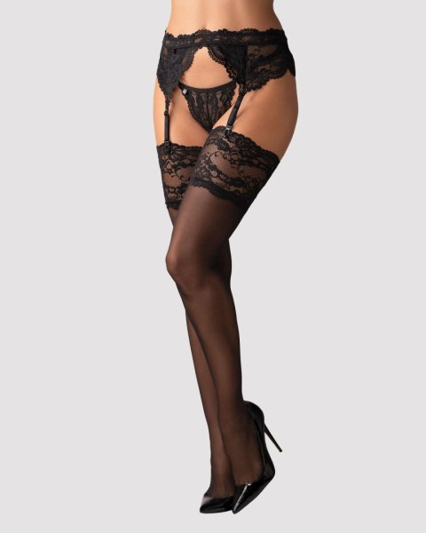 Obsessive zmysłowe pończochy do pasa czarne L/XL