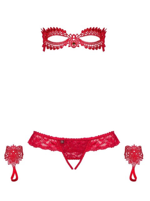 Obsessive Hetea komplet 3-częściowy czerwony L/XL