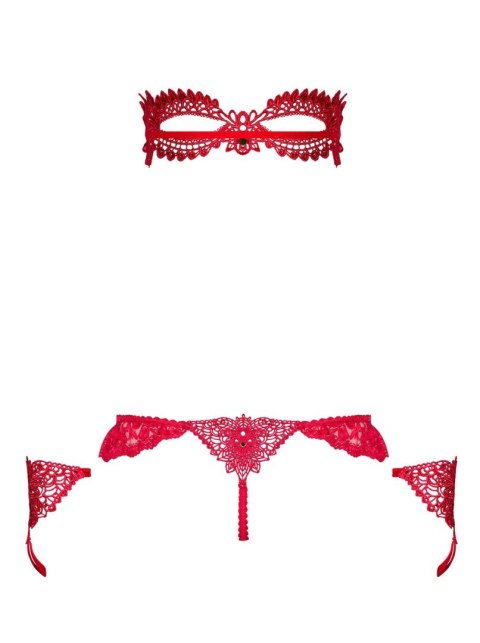 Obsessive Hetea komplet 3-częściowy czerwony L/XL