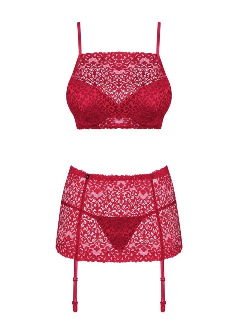Obsessive -Lividia komplet 3-częściowy czerwony S/M