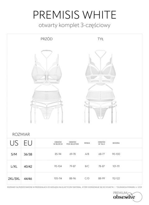 Obsessive Premisis White otwarty komplet 3-częściowy L/XL