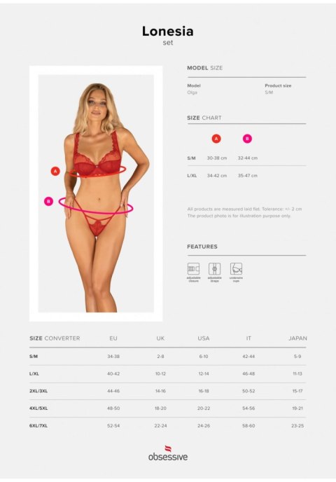 Obsessive Lonesia komplet 2-częściowy czerwony L/XL