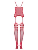 Kuszący Czerwony Bodystocking F214 na Prezent S/M/L