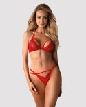 Obsessive 838 SET 3 komplet 2 częściowy czerwony S/M