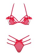Obsessive Giftella komplet 2 częściowy czerwony S/M