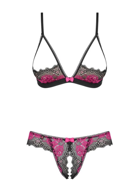 Obsessive Tulia komplet 2 częściowy otwarty czarny S/M