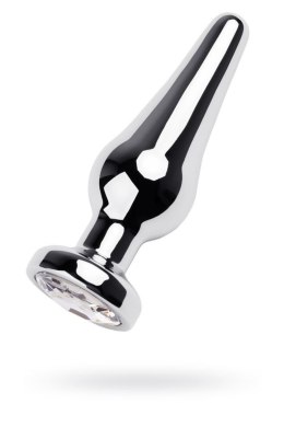 TOYFA - Boys of Toys Sp. z o.o. (dystrybutor) Silver anal plug TOYFA Metal with white round-shaped gem, length 9 cm, diameter 1,5-4 cm, weight 205 gr
