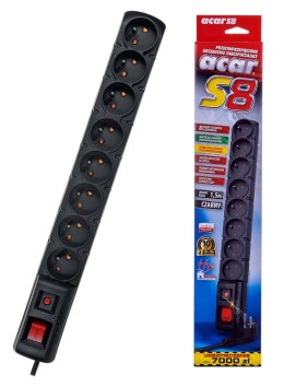 Listwa zasilająca Acar S8 (1,5m ; czarny)