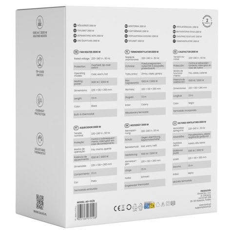 SAVIO TERMOWENTYLATOR 2000 W AD-02/W BIAŁY