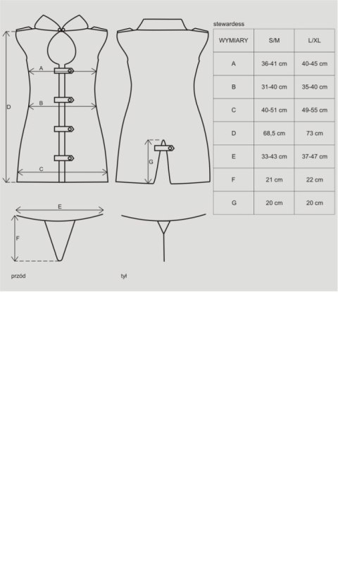 Stewardess Kostium 3-Częściowy S/M Obsessive