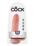 7' Cock With Balls Flesh Dildo Z Jądrami Cieliste 18Cm King Cock