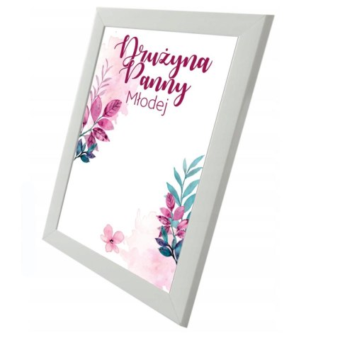 PROPAGANDA Pamiątkowy biały plakat "Buziaki na pożegnanie Panny Młodej" w ramce.