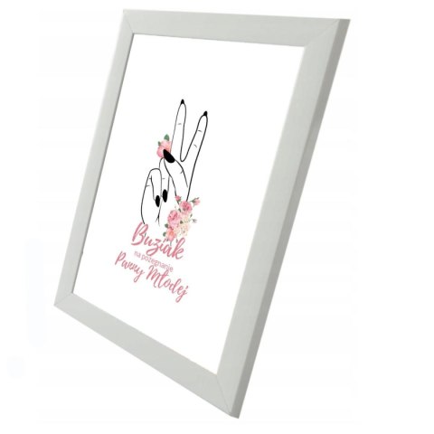 PROPAGANDA Pamiątkowy biały plakat "Buziaki na pożegnanie Panny Młodej" w ramce.