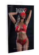 SCALA 3PC Bra, Panty and Blindfold Red