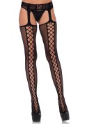 SCALA Lace up backseam stockings Black