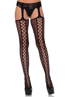 SCALA Lace up backseam stockings Black