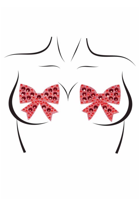 SCALA Rhinestone bow nipple jewels Red