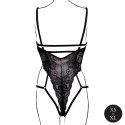 SHOTS Lace Underwired Open Cup Bodysuit with Adjustable Sliders - One Size - Black