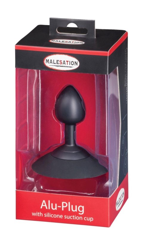 ST Rubber MALESATION Alu-Plug with suction cup small, black