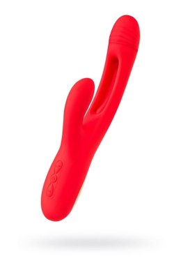 TOYFA - Boys of Toys Sp. z o.o. (dystrybutor) JOS Vibrator with clitoral stimulator Patti with moving tongue, silicone, red, 24 cm