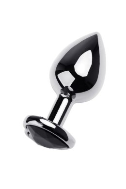 TOYFA - Boys of Toys Sp. z o.o. (dystrybutor) Silver anal plug TOYFA Metal with black heart-shaped gem, length 7 cm, diameter 1,8-3,3 cm, weight 92 gr