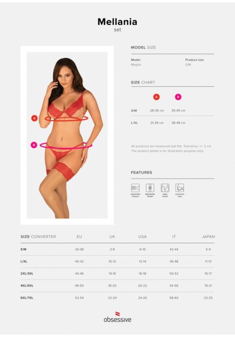 Obsessive - Amocarat Sp. z o.o. Bielizna-Mellania komplet czerwony S/M