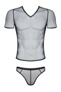Regnes - Sengerbrands.com Męski komplet z elastycznej siatki: t-shirt w serek, stringi S