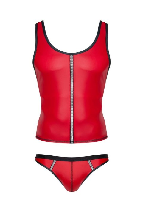 Regnes - Sengerbrands.com Męski komplet z wetlooka: t-shirt bez rękawów, stringi z taśmą ozdobną z przodu S