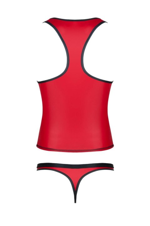 Regnes - Sengerbrands.com Męski komplet z wetlooka: t-shirt bez rękawów, stringi z taśmą ozdobną z przodu S