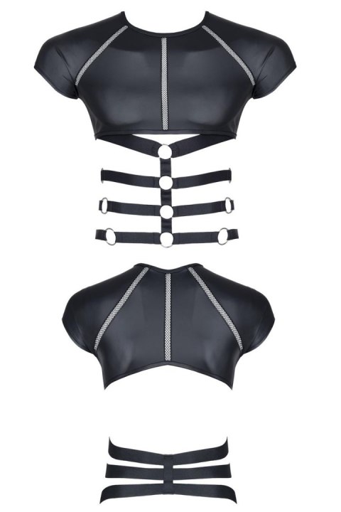 Regnes - Sengerbrands.com Męski t-shirt z wetlooka z dekoracyjnymi wstawkami z taśmy i gumy L