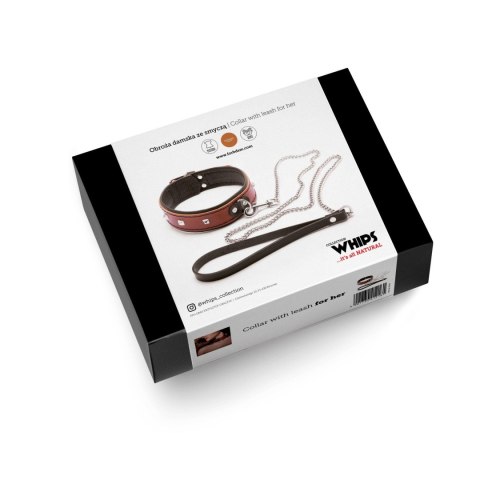WHIPS - PPH GRAS Wiązania-WHIPS obroża damska ze smyczą, koniakowa