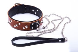 WHIPS - PPH GRAS Wiązania-WHIPS obroża męska ze smyczą, koniakowa