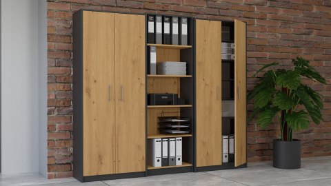 REGAŁ ZAMKNIĘTY OLIV 2D ANTRACYT/ARTISAN KOMPLET
