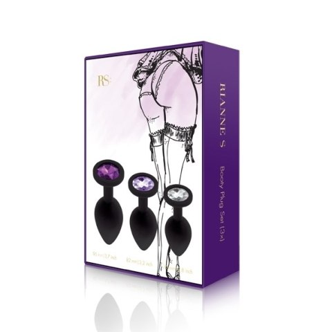 Zestaw Silikonowych Korków Analnych Z Kryształkiem Rianne S Booty Plug Luxury Set 3 Plugs Black Rianne S.