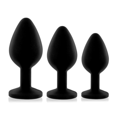 Zestaw Silikonowych Korków Analnych Z Kryształkiem Rianne S Booty Plug Luxury Set 3 Plugs Black Rianne S.