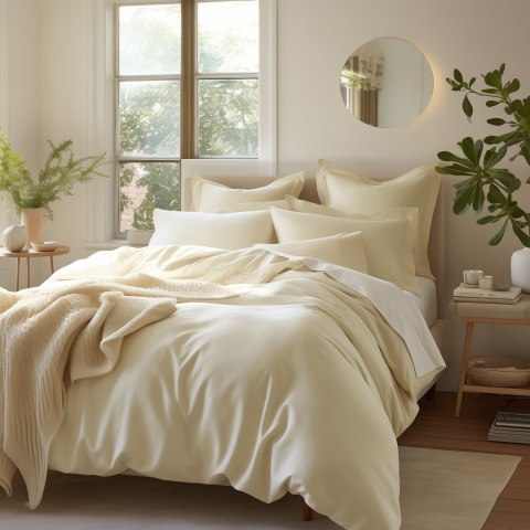 Pościel satyna bawełniana KREM 155/140x200+1posz.70x80