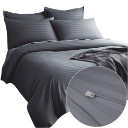 Pościel satyna bawełniana CIZGILI ANTHRACITE/160x200 EXCLUSIVE