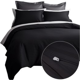 Pościel satyna bawełniana CIZGILI BLACK/140x200+1posz. 70x80 EXCLUSIVE