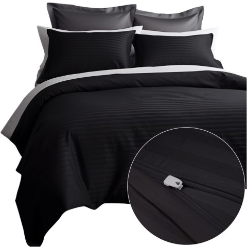 Pościel satyna bawełniana CIZGILI BLACK/160x200 EXCLUSIVE