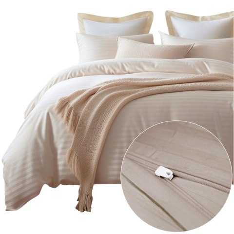 Pościel satyna bawełniana CIZGILI CAPUCCINO/180x200 EXCLUSIVE