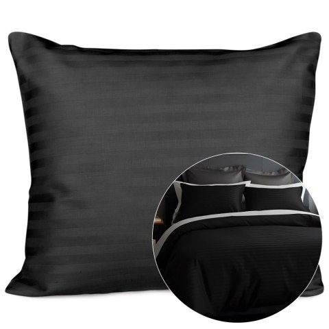 Poszewka satyna bawełna CIZGILI BLACK/50x60.