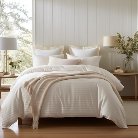 Poszewka satyna bawełna CIZGILI CREAM/40x40.