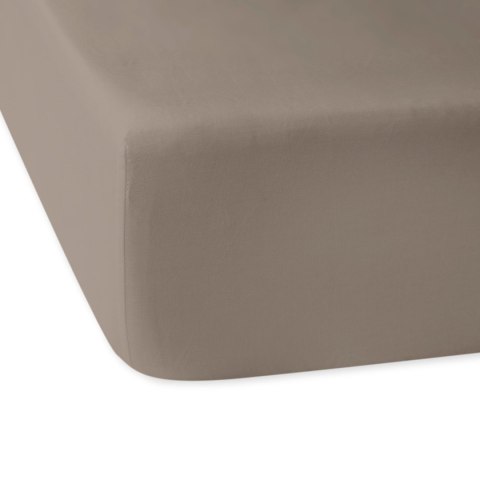 Prześcieradło satyna bawełniana z gumką ciemny beż 041/200x220