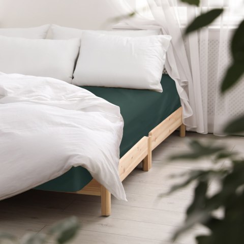 Prześcieradło satyna bawełniana zieleń butelkowa 036/200x220